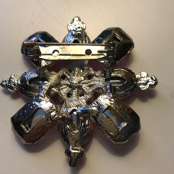 Vintage Brooch Pink Pin Jewelry Art Deco 2-Toned - Picture 4 of 4